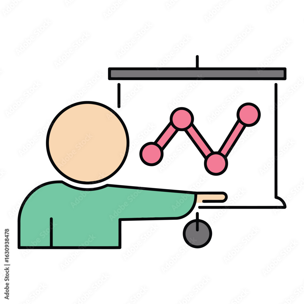 Poster person presenting data chart on screen presentation analysis