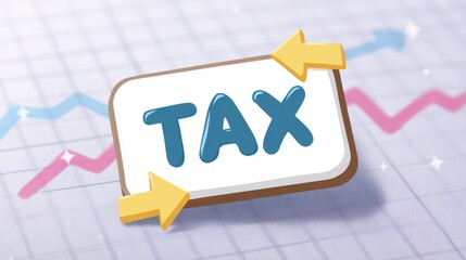 The word "TAX" symbolizing U.S. tax policy toward other countries around the world, concept of import control, tariffs, and trade barriers.