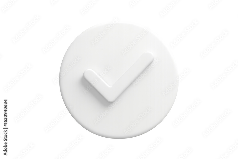 Poster white checkmark symbol nestled within white circular frame, symbolizing confirmation, validation on 