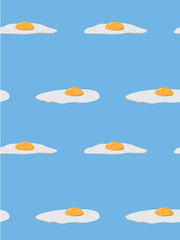 Vector illustration. Seamless pattern of fried eggs on background.
