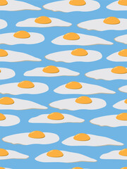 Vector illustration. Seamless pattern of fried eggs on background.