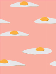 Vector illustration. Seamless pattern of fried eggs on background.