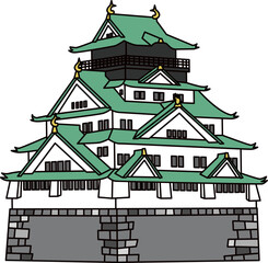 日本の城　大阪城のイラスト画像