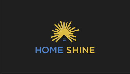 Abstract shine house logo template, home logo with shine sparkle light star - Vector