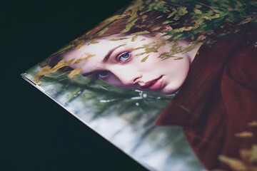 A fantastical underwater fashion shot of a young woman with a sword and a dress, her hair flowing like a mermaid's