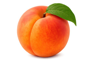 Ripe peach with verdant leaf, showcasing natural sweetness against transparent backdrop, ideal for culinary graphics