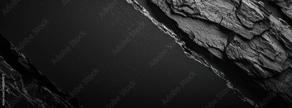 Poster abstract black textured surface with rough stone elements and glittering accents creating a striking