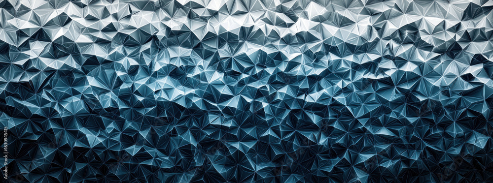 Poster abstract blue geometric patterned surface with triangle shapes and gradient lighting