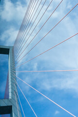 Obraz premium Suramadu bridge's steel safety slings, a blend of engineering and design