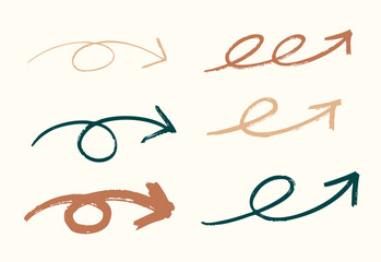 手書きの矢印のイラストセット　カラー