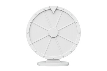 White fortune wheel spinning on transparent background, showcasing gambling, lottery, gaming possibilities in 3d rendering