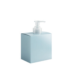 Fototapeta premium A light blue square pump bottle with a white dispenser head isolated on transparent background