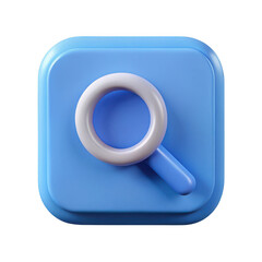 Fototapeta premium 3d blue search icon with white magnifying glass isolated on transparent background