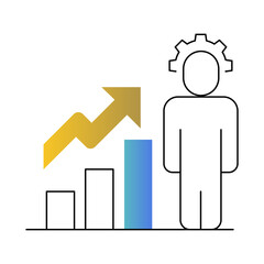 Person Reaching New Heights Icon. Personal Growth Icon. Self-Improvement and Development. Empowerment Icon. Line with Modern Gradient Style