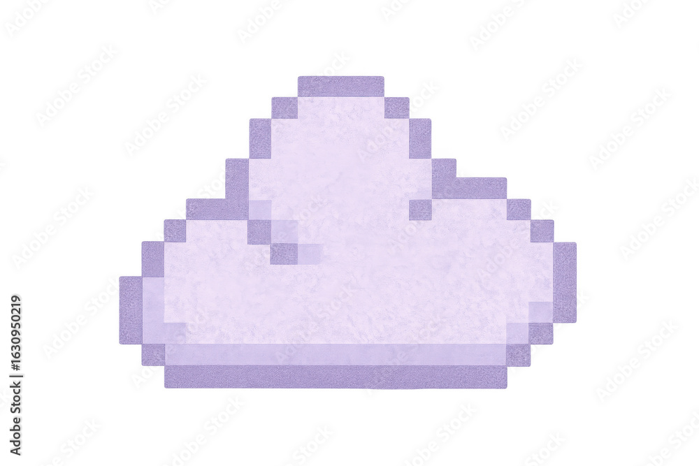 Poster purple pixelated cloud hovering against transparent surface, graphic design element