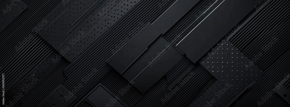Aufkleber abstract geometric composition with black tones with textured details and linear arrangements reflec