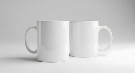 Obraz premium Blank White Ceramic Coffee Mug Mockup on Light Background