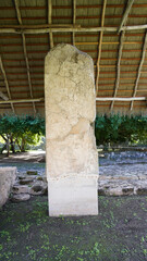 View of a ceremonial Stela,on a platform called Structure 14A in the South plaza area of the late...