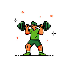 Cartoon illustration of a person lifting weights, showcasing strength and fitness.