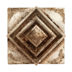 Vintage Decorative Panel with Geometric Design and Weathered Texture
