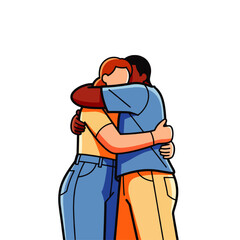 Two people embracing each other in a warm hug, showing affection and friendship.