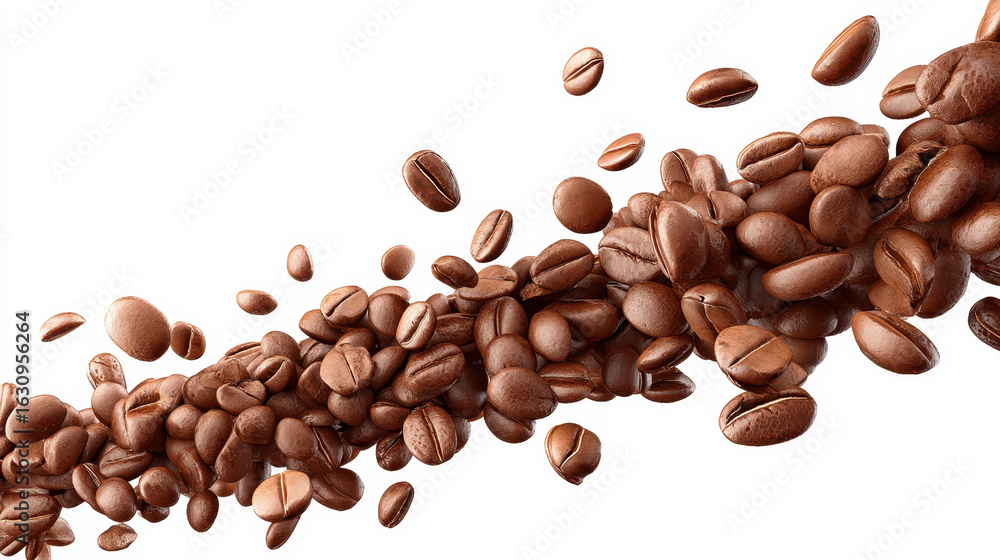 Aufkleber coffee bean close up with rich brown color and smooth texture floating on white background creating 