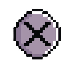 Obraz premium Pixelated Purple X Design A Retro-Inspired Abstract Button