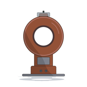 Vector image of a current transformer with circular core for electrical metering and protection systems. Ideal for substation, power grid, and industrial automation design projects.