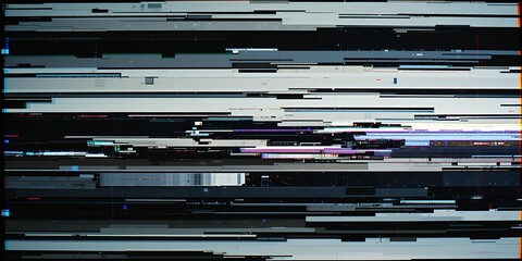 Abstract digital glitch art with dynamic horizontal fragmented lines creating futuristic visual