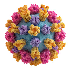 Detailed Illustration of a Colorful Virus Structure at Microscopic Level