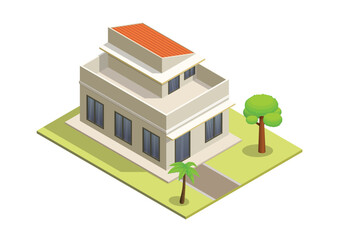 Isometric modern house Isolated on white