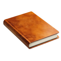 Elegant Brown Leather Book Cover Isolated on White Background