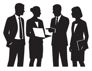 Diverse business team in discussion silhouette