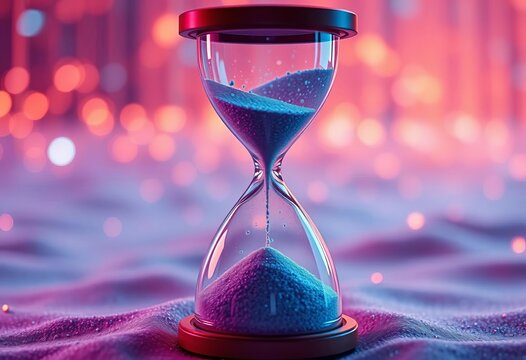 Abstract digital hourglass, flowing binary code forming sand, futuristic time concept,   digital art,   wallpaper