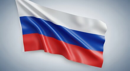 Fototapeta premium Russian Flag Waving in Air with Bright Light and Soft Shadows