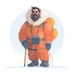 Polar explorer in vibrant orange gear
