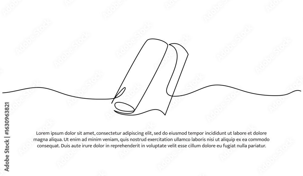 Poster continuous line design of duster. single line decorative element drawn on white.