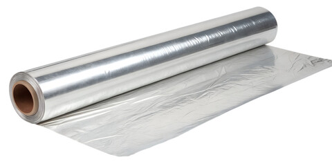 Rolled-up aluminum foil isolated on transparent background