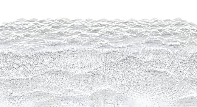 Abstract White Polygonal Mesh Wavy Surface Texture Background