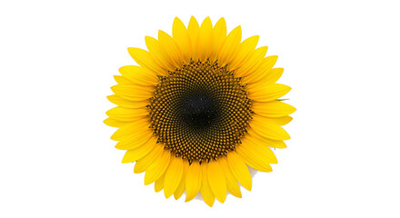 A bright yellow sunflower is isolated against a clean transparent background showcasing its vibrant petals and intricate center