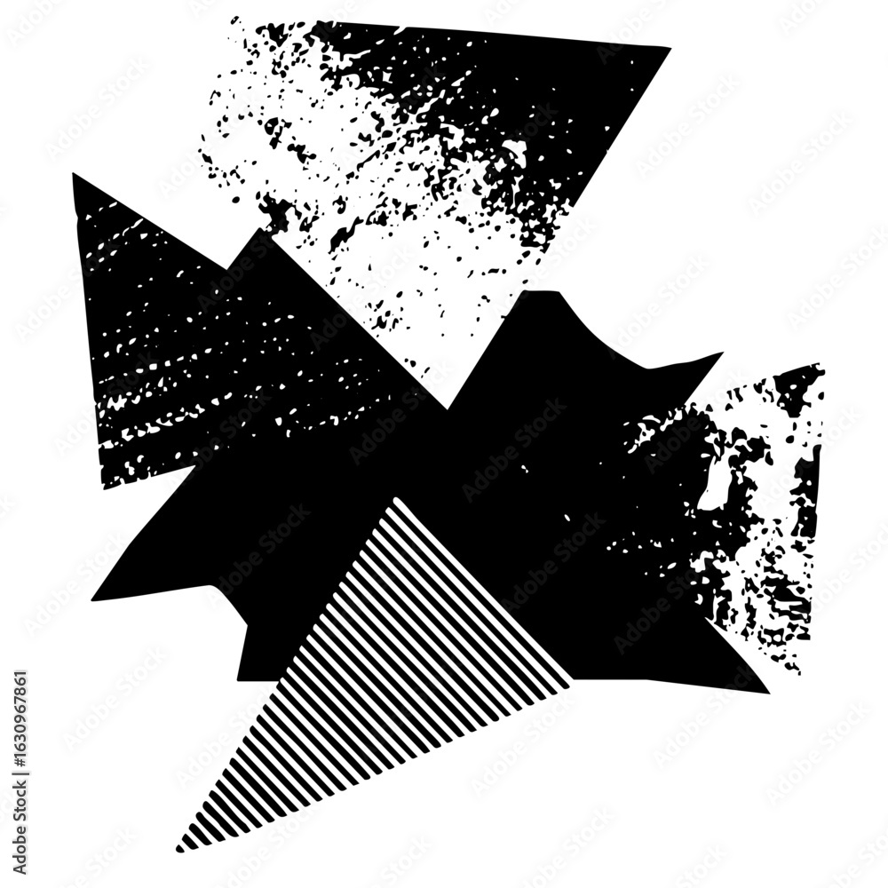 Poster vector abstract black shapes create a dynamic fragmented cross .