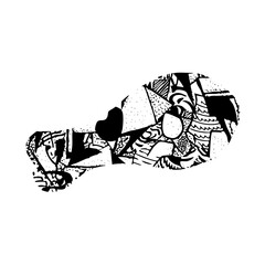 Vector Abstract figures engage in dynamic interaction forming a stylized composition.