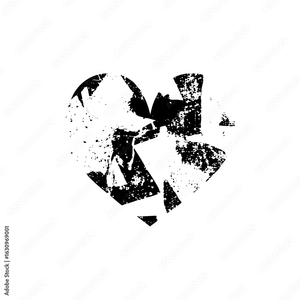 Poster vector abstract fragmented skull in monochrome.
