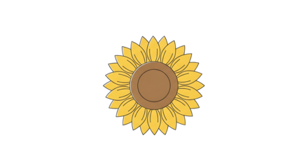 Vibrant sunflower with bright yellow petals in full bloom against a clean transparent background bringing summer vibes