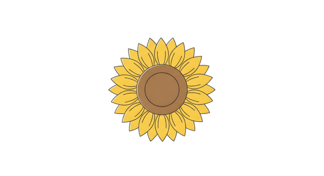 Vibrant sunflower with bright yellow petals in full bloom against a clean transparent background bringing summer vibes