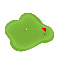 Golf course illustration. Illustration of a field with green grass. Flat design illustration of a field. Cartoon illustration of a golf course