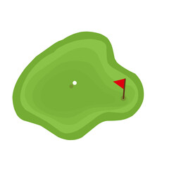 Golf course illustration. Illustration of a field with green grass. Flat design illustration of a field. Cartoon illustration of a golf course