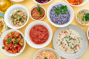 A Colorful Array of Delicious Dishes Showcasing Fresh Ingredients and Varied Textures for a Vibrant Culinary Experience
