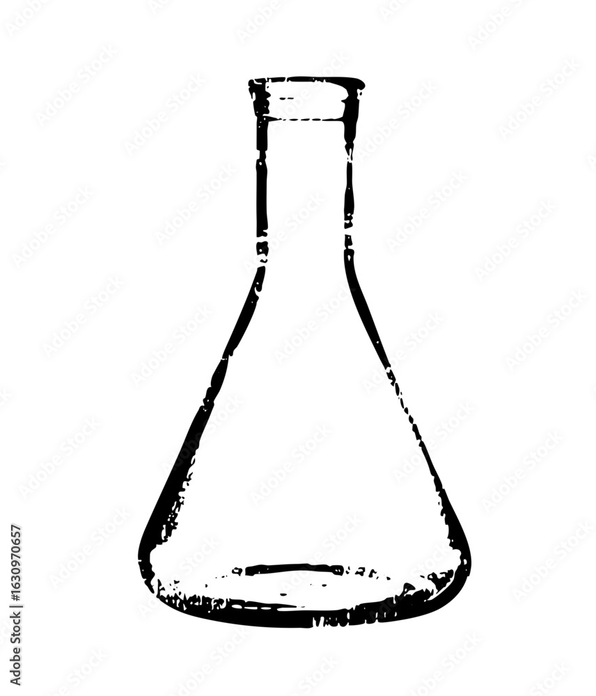 Poster vector black flask with a rounded base.