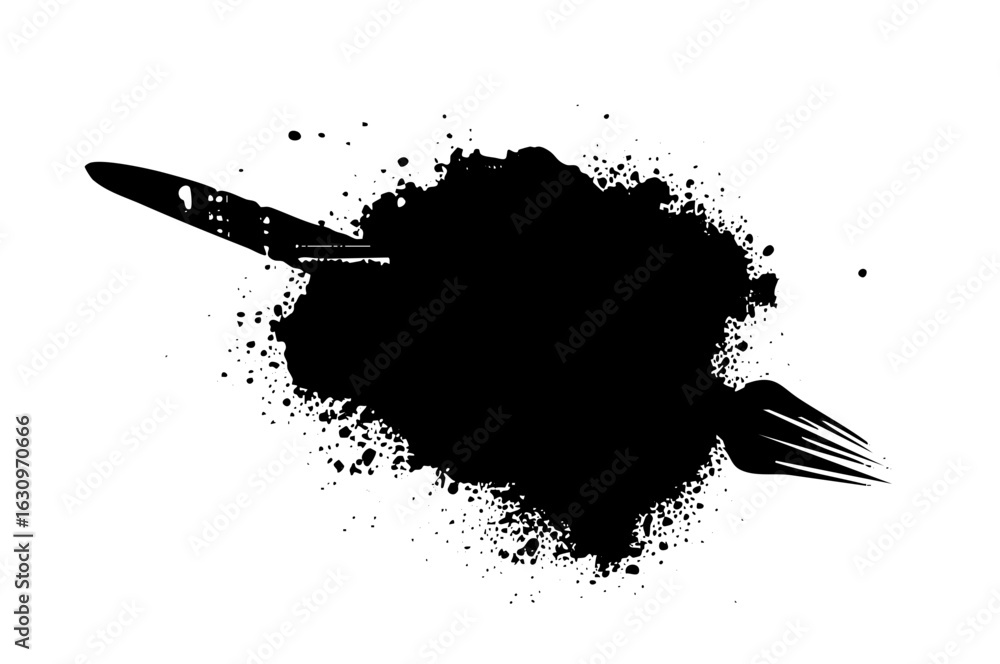 Poster vector abstract airplane crash splash with scattered elements.